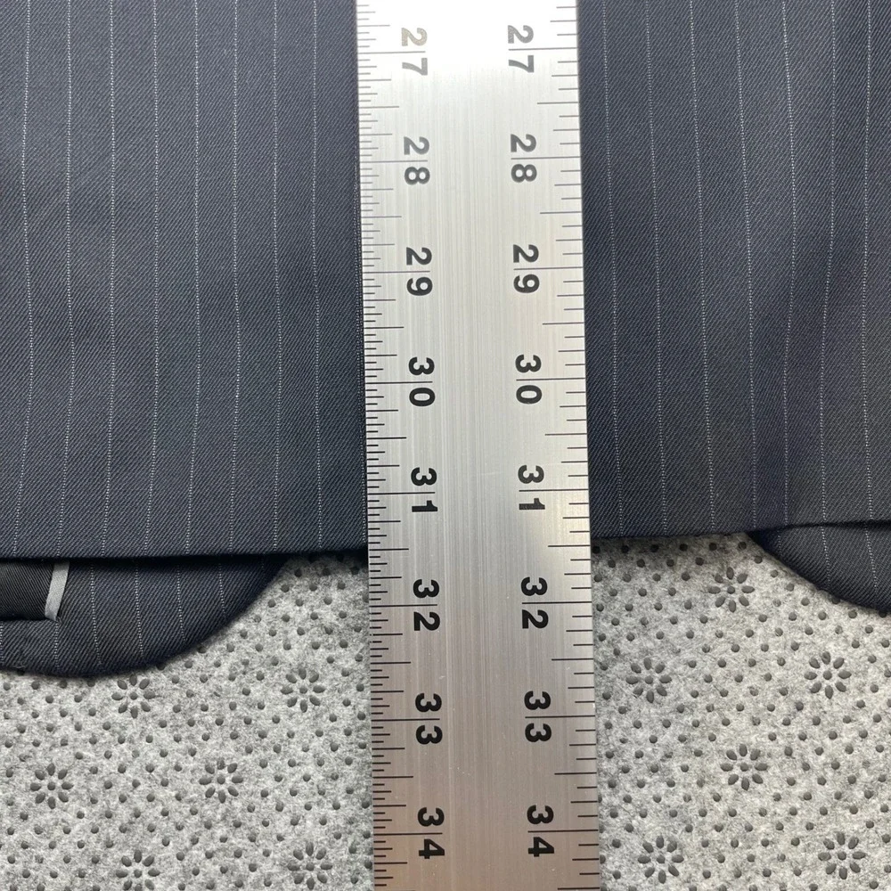 NEW Merona Mens‎ Pinstripe Suit Set 44R Blazer 36x32 Pants Charcoal Gray 2 Piece